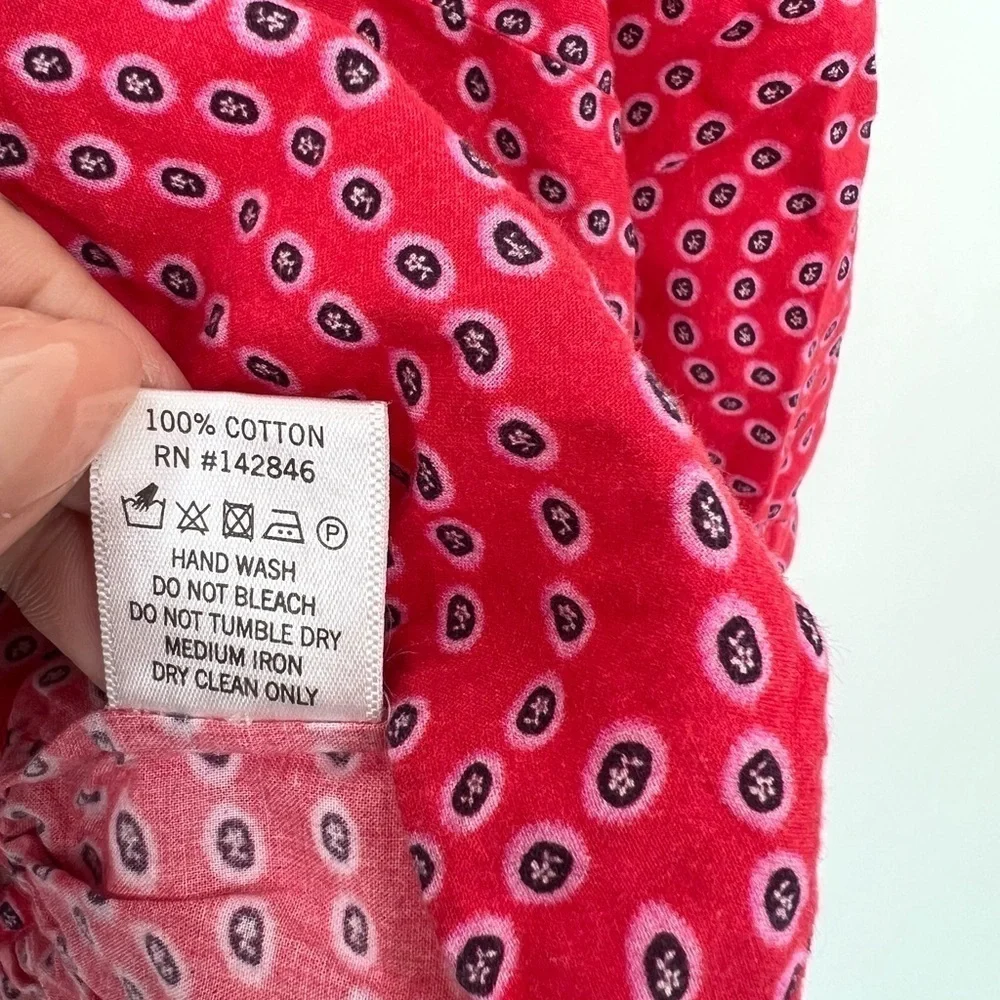 Rhode Voluminous Puff Sleeve Ruffled Retro Print Elodie Top In Red Trail - Picture 6 of 8